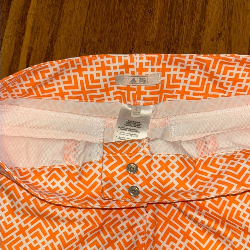 adidas Orange Patterned Women's Athletic Shorts Size 4 - Picture 2 of 7